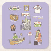 FRIENDS™ | Cartoon Icons Rechteckiger Pappuntersetzer (Vorderseite)