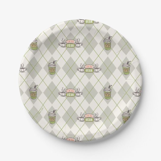 FRIENDS™ | Central Perk Argyle-Muster Pappteller (Vorderseite)