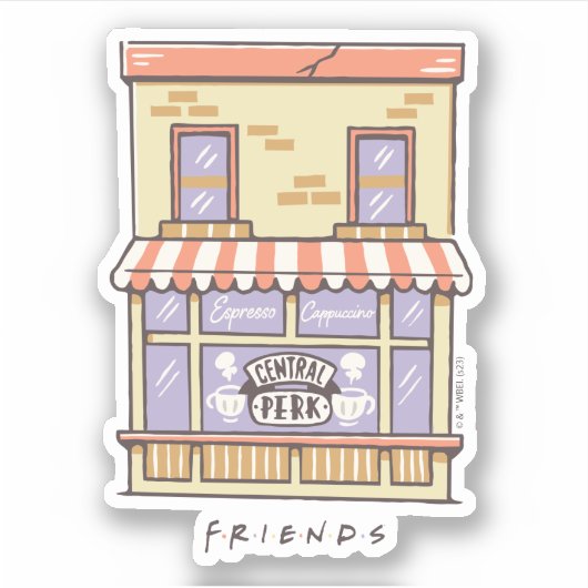 FRIENDS™ | Central Perk Cartoon Coffee Shop Aufkleber (Vorderseite)