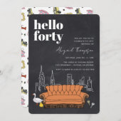 FRIENDS™ | Central Perk Chalkboard 40. Geburtstag Einladung (Vorne/Hinten)