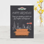 FRIENDS™ | Central Perk Chalkboard Geburtstag Karte (Gelbe Blume)