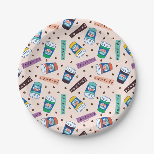 FRIENDS™ | Central Perk Lebendiges Kaffeedesign Pappteller (Vorderseite)