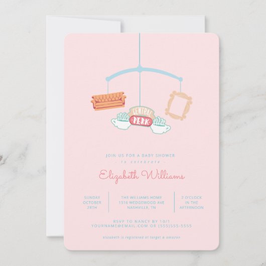 FRIENDS™ | Central Perk Mobile Baby Shooter Einladung (Vorderseite)