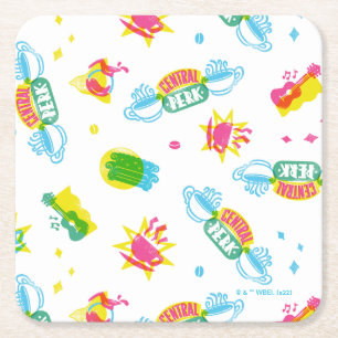 FRIENDS™   Central Perk Neon-Muster Rechteckiger Pappuntersetzer