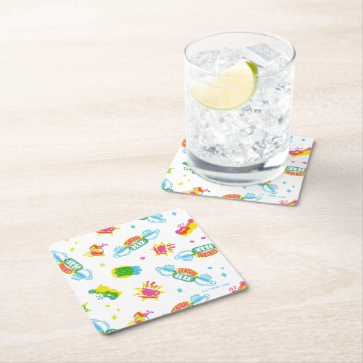 FRIENDS™ | Central Perk Neon Pattern Rechteckiger Pappuntersetzer (Vor Ort)