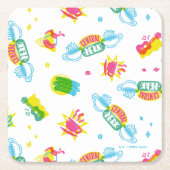 FRIENDS™ | Central Perk Neon Pattern Rechteckiger Pappuntersetzer (Vorderseite)