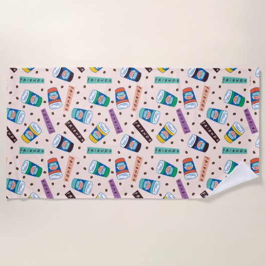 FRIENDS™ | Central Perk Vibrank Coffee Pattern Strandtuch (Vorderseite)