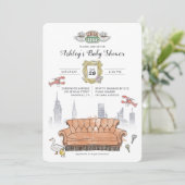 FRIENDS™ | Central Perk Watercolor Babydusche Einladung (Stehend Vorderseite)