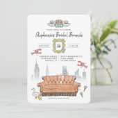 FRIENDS™ | Central Perk Watercolor Bridal Brunch Einladung (Stehend Vorderseite)