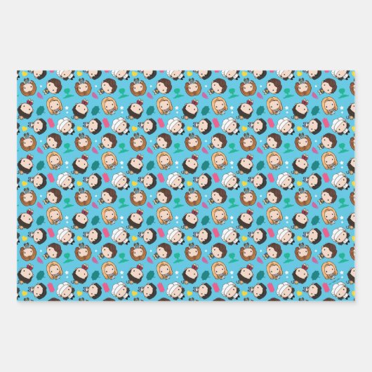 FRIENDS™ | Chibi-Muster Geschenkpapier Set (Vorderseite)