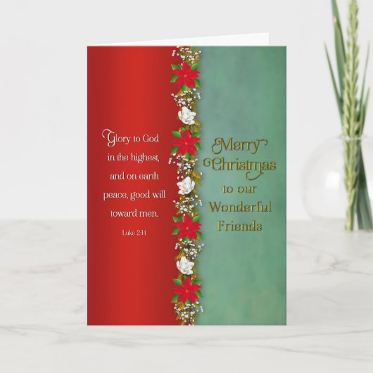Friends Christlich Red Poinsettia Garland Karte (Vorderseite)