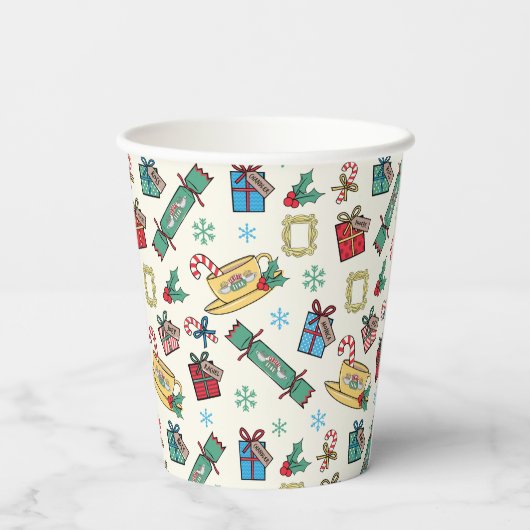 FRIENDS™ | Christmas Icon Muster Pappbecher (Rückseite)