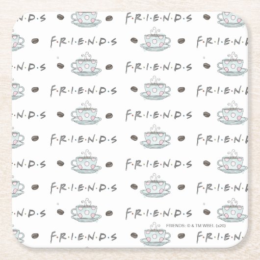 FRIENDS™ | Coffee Tasse Watercolor Muster Rechteckiger Pappuntersetzer (Vorderseite)