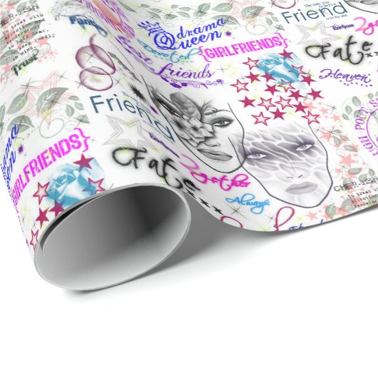 Friends Collage Wrapping Paper Geschenkpapier (Rolleneckpunkt)