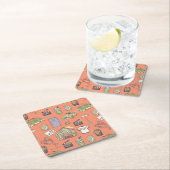 FRIENDS™ Colorful Icons Pattern Rechteckiger Pappuntersetzer (Vor Ort)