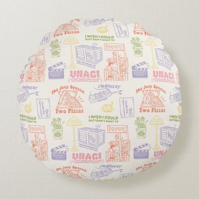 FRIENDS™ Colorful Quotes Pattern Rundes Kissen (Vorderseite)