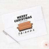 FRIENDS™ Couch | Weihnachtsgeschenkmarke Quadratischer Aufkleber (Umschlag)