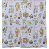 FRIENDS™ Farbiges Cartoon-Muster Duschvorhang (Vorderseite)