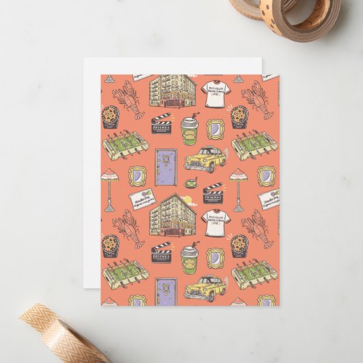 FRIENDS™ Farbiges Icons-Muster Mitteilungskarte (Vorderseite/Rückseite Beispiel)