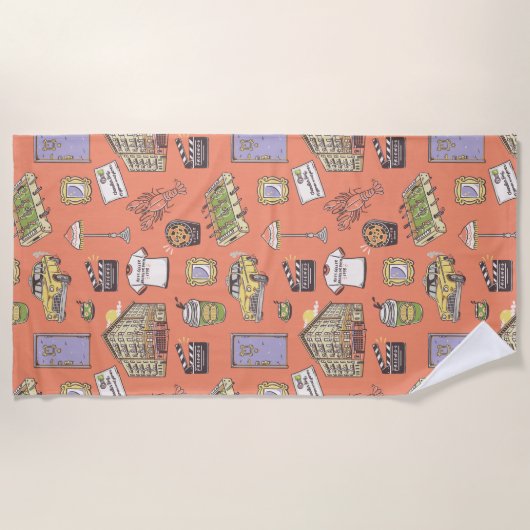 FRIENDS™ Farbiges Icons-Muster Strandtuch (Vorderseite)