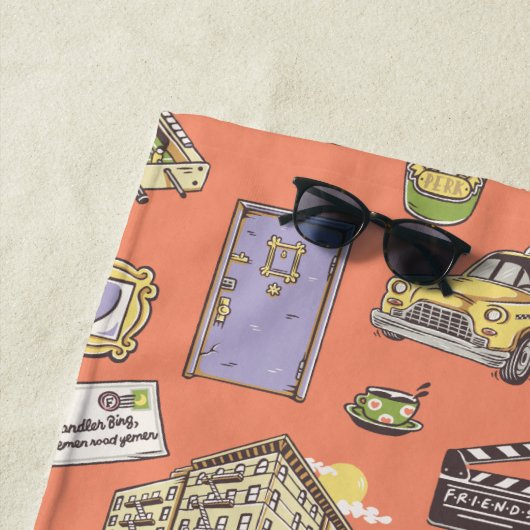 FRIENDS™ Farbiges Icons-Muster Strandtuch (Beispiel)