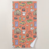 FRIENDS™ Farbiges Icons-Muster Strandtuch (Vorderseite)