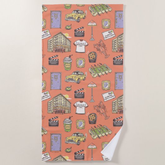 FRIENDS™ Farbiges Icons-Muster Strandtuch (Vorderseite)