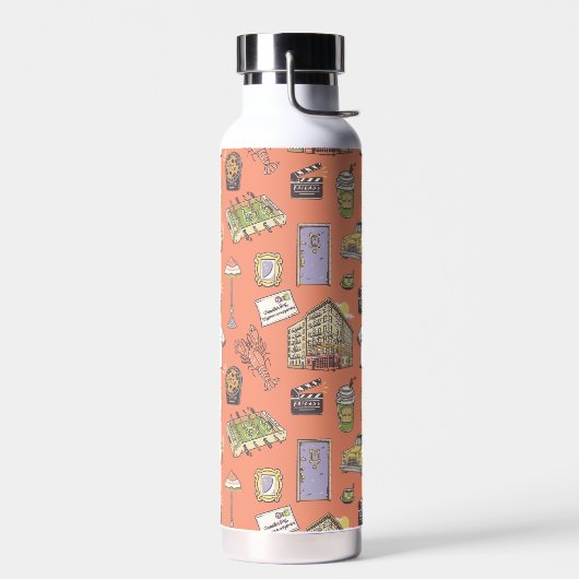 FRIENDS™ Farbiges Icons-Muster Trinkflasche (Links)