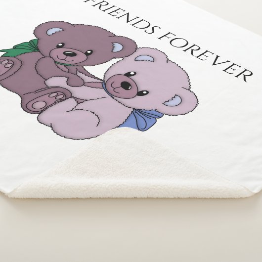 'FRIENDS FOREVER' Bär Sherpa weiche Decke. Sherpadecke (3/4)