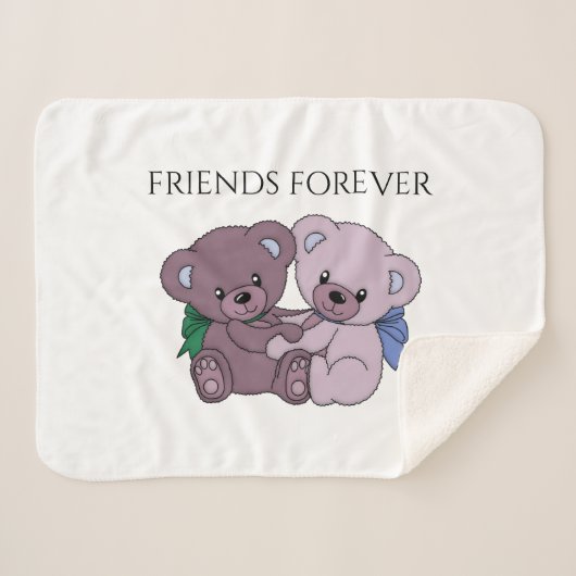 'FRIENDS FOREVER' Bär Sherpa weiche Decke. Sherpadecke (Vorderseite (Horizontal))