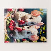 "Friends Forever Niedlich Mice Red Berries Typogra Puzzle (Horizontal)