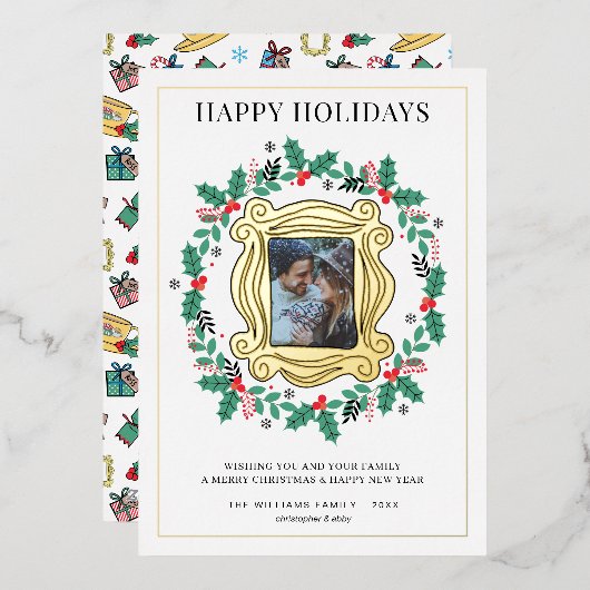 FRIENDS™ Foto Weihnachtskarte Folien Feiertagskarte (Vorderseite/Rückseite)