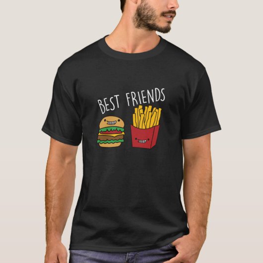 Friends Fries Cheeseburger Fast Food Burger T-Shirt (Vorderseite)