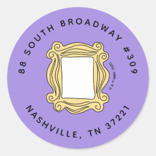 FRIENDS™   Geburtstags-Guckloch-Rahmen-Adresse Runder Aufkleber