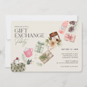 Friends Gift Exchange Green Holiday Party Einladung (Vorderseite)