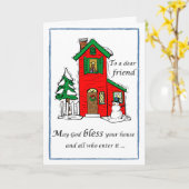 Friends God Bless House Weihnachten Karte (Gelbe Blume)