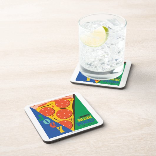 FRIENDS™ | Joey teilt Essen nicht - Pizza Graphic Getränkeuntersetzer (Rechte Seite)