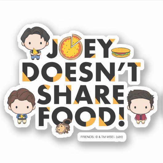 FRIENDS™ | Joey teilt Food Chibi nicht Aufkleber (Vorderseite)