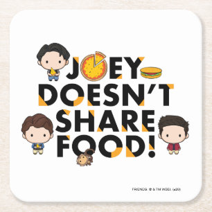 FRIENDS™   Joey teilt Food Chibi nicht Rechteckiger Pappuntersetzer