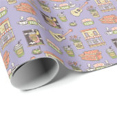 FRIENDS™ | Lila Icon Muster Geschenkpapier (Rolleneckpunkt)