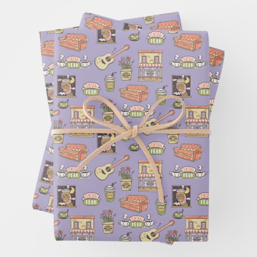 FRIENDS™ | Lila Icon Muster Geschenkpapier Set (Beispiel)