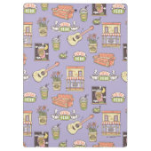 FRIENDS™ | Lila Icon Muster Klemmbrett (Rückseite)