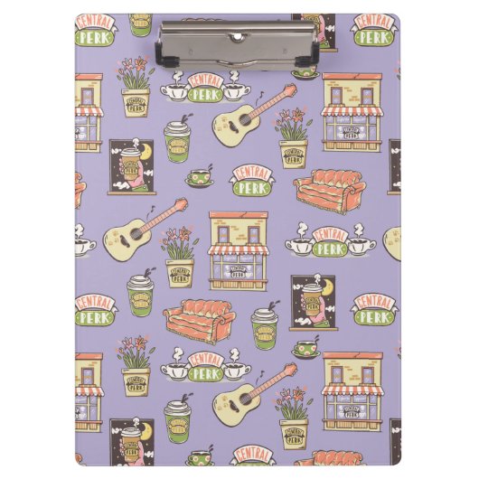 FRIENDS™ | Lila Icon Muster Klemmbrett (Vorderseite)