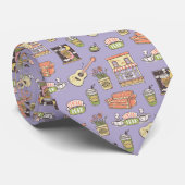 FRIENDS™ | Lila Icon Muster Krawatte (Gerollt)