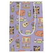 FRIENDS™ | Lila Icon Muster Mittlere Geschenktüte (Rückseite)