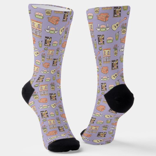 FRIENDS™ | Lila Icon Muster Socken (Gewinkelt)