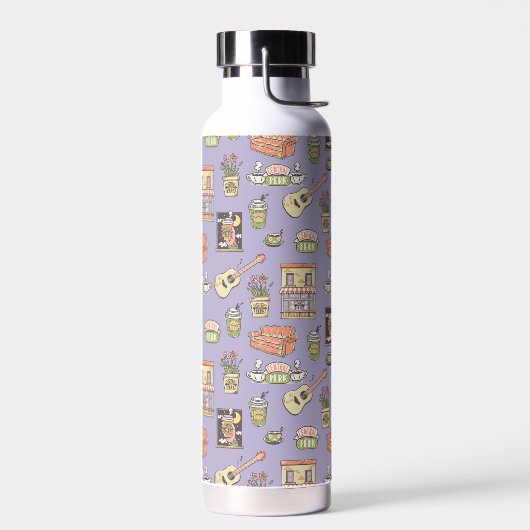 FRIENDS™ | Lila Icon Muster Trinkflasche (Links)