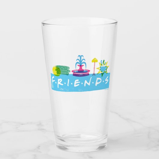 FRIENDS™ | Logo mit Symbolen Glas (Vorderseite)