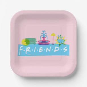 FRIENDS™ Logo mit Symbolen Pappteller