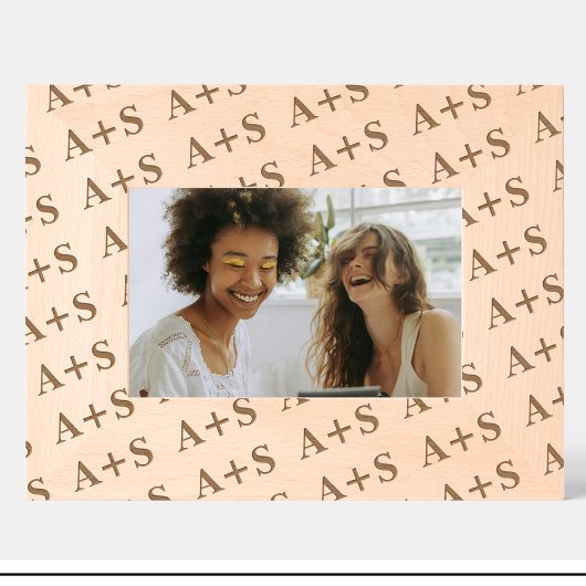 Friends Monogram Muster graviert Holzrahmen Geätzte Rahmen